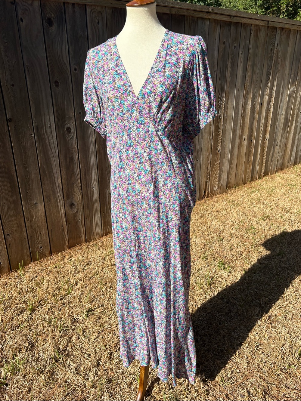 a new day Floral Midi Dress in Purple and Blue Mix